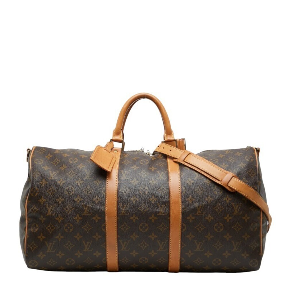 Louis Vuitton Monogram Keepall Bandouliere Boston Bag Shoulder Brown Leather